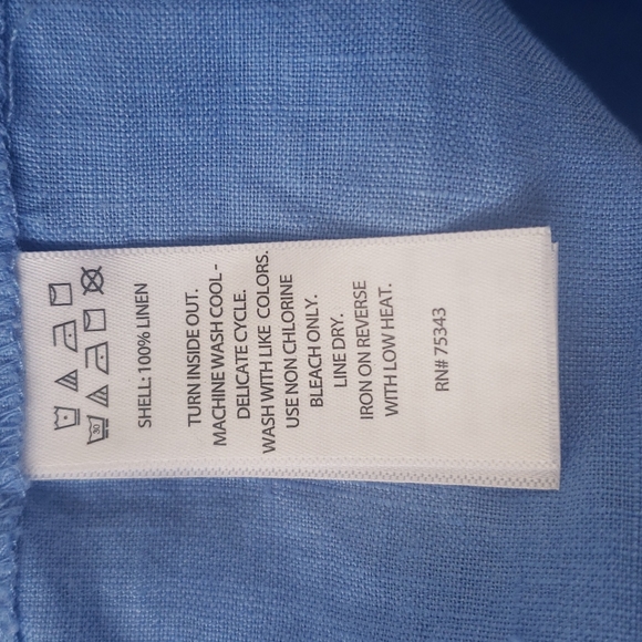 Sigrid Olsen 100% linen cornflower blue shorts pockets drawstring Size 14 - Picture 4 of 6